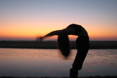 Jenna Lomazzo in southern India in a backbend